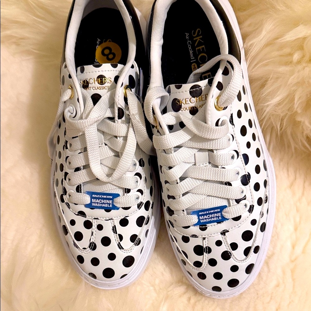 Skechers Black and White Polka Dot Sneakers - Picture 2 of 10